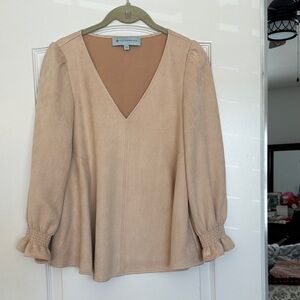 Tuckernuck Bone Suede Easton Blouse in faux suede